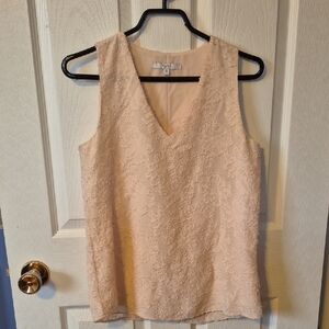 Alfred Sung Lace V-Neck Sleeveless Blouse - Pale Peach